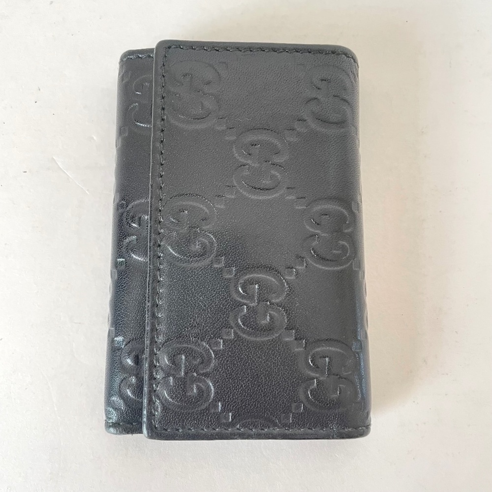 Gucci GG Guccisima Key Case 6 Key Holder Black Leather